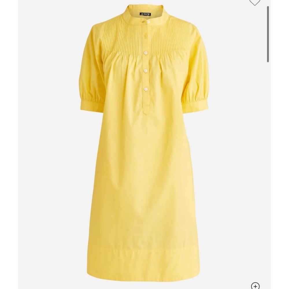 J Crew Short Sleeve Mini Dress Yellow Cotton Poplin Womens Small Tall - Picture 14 of 14